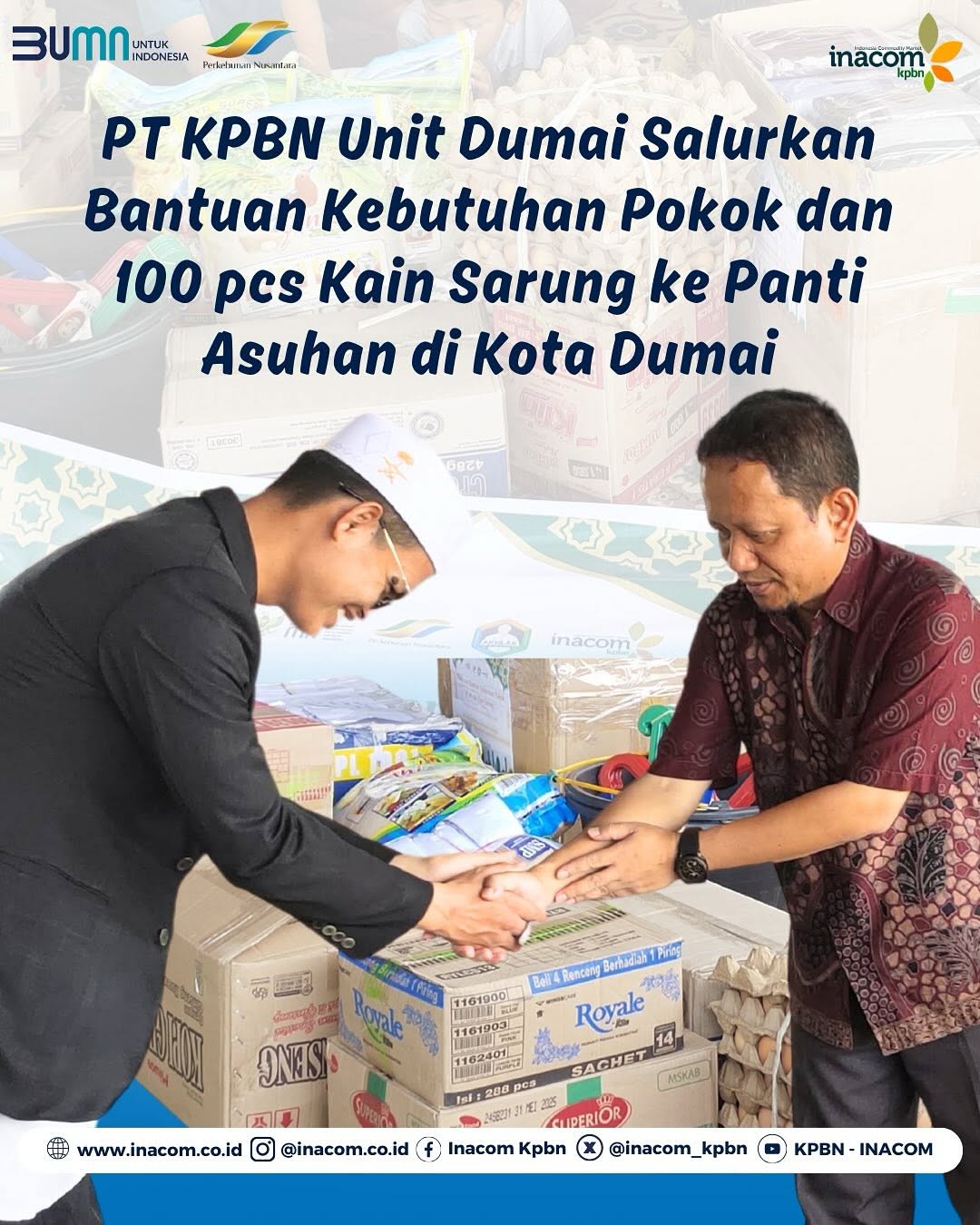 PT KPBN Unit Dumai Distributes Basic Necessities and 100 Pieces of Sarong Fabric to Orphanages in Dumai City